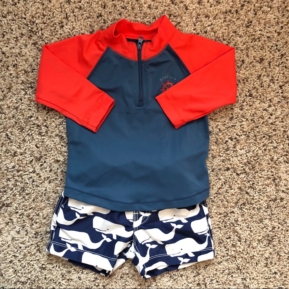 Baby Gap Rash Guard/Swim Trunks NWOT Sz. 6-12 mos
